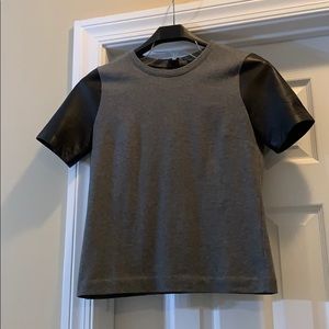 J.Crew t-shirt with leather sleeves